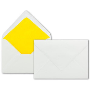 25 x Briefumschläge in weiss mit honig-gelbem Seidenfutter, DIN B6 12,5 x 17,6 cm, Nassklebung ohne Fenster - Ideal für Hochzeits-Einladungen Grußkarten Weihnachtskarten