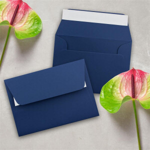 50x Briefumschläge Nachtblau / Dunkel-blau DIN C6 Format 11,4 x 16,2 cm - Haftklebung - Kuverts ohne Fenster - Weihnachten, Grußkarten & Einladungen - Für A6 & A4 Papier