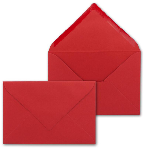 50 Brief-Umschläge mit Wellenschnitt - Rosen-Rot - DIN C6 - 114 x 162 mm - 11,4 x 16,2 cm - mit wellenförmigen Rändern - Nassklebung - FarbenFroh by GUSTAV NEUSER