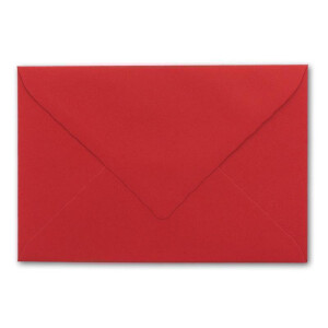 50 Brief-Umschläge mit Wellenschnitt - Rosen-Rot - DIN C6 - 114 x 162 mm - 11,4 x 16,2 cm - mit wellenförmigen Rändern - Nassklebung - FarbenFroh by GUSTAV NEUSER