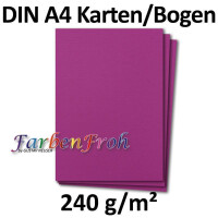 50 DIN A4 Papier-bögen Planobogen - Amarena (Pink) gerippt - 240 g/m² - 21 x 29,7 cm - Bastelbogen Ton-Papier Fotokarton Bastel-Papier Ton-Karton - FarbenFroh
