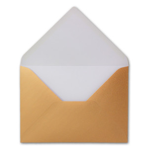 25x Briefumschläge B6 - 17,6 x 12,5 cm - Kupfer - Nassklebung mit spitzer Klappe - 90 g/m² - Für Hochzeit, Gruß-Karten, Einladungen