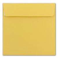 50 x Kuverts in Gelb - quadratische Brief-Umschläge - 15,5 x 15,5 cm - Haftklebung - matte Oberfläche - formstabile Post-Umschläge