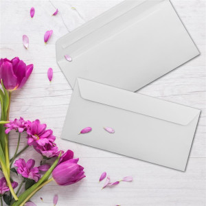25x Briefumschläge DIN Lang - 11 x 22 cm - Haftklebung - Farbe: Weiß - 100 Gramm pro m² - ohne Fenster