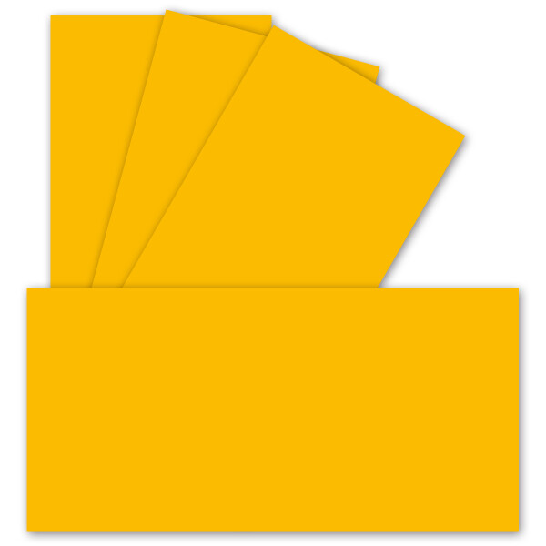 100 Einzel-Karten DIN Lang - 9,9 x 21 cm - 240 g/m² - Honiggelb - Bastelpapier - Tonkarton - Ideal zum bedrucken für Grußkarten und Einladungen