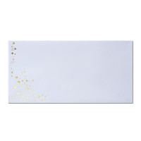25x Briefumschläge mit Metallic Sternen - DIN Lang - Gold geprägter Sternenregen - Farbe: weiß, Nassklebung, 100 g/m² - 110 x 220 mm - ideal für Weihnachten
