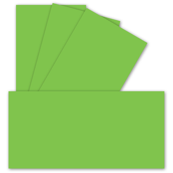50 Einzel-Karten DIN Lang - 9,9 x 21 cm - 240 g/m² - Hellgrün - Bastelpapier - Tonkarton - Ideal zum bedrucken für Grußkarten und Einladungen