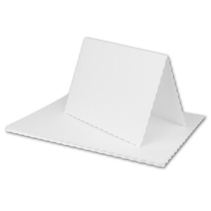 50x Faltkarten DIN A6 mit wellig gestanztem Rand - Hoch-Weiß - 10,5 x 14,8 cm - Wellenschnitt Einladungs-Karten - FarbenFroh by GUSTAV NEUSER