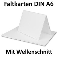 50x Faltkarten DIN A6 mit wellig gestanztem Rand - Hoch-Weiß - 10,5 x 14,8 cm - Wellenschnitt Einladungs-Karten - FarbenFroh by GUSTAV NEUSER
