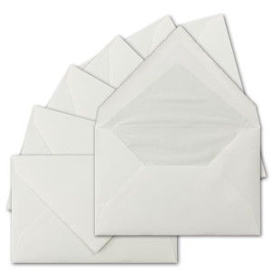 25x B6 Vintage Faltkarten-Set mit gefütterten Briefumschlägen, Büttenpapier, 113 x 175 mm - quer-doppelt, Naturweiß - Karten aus Büttenpapier