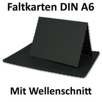 100x Faltkarten DIN A6 mit wellig gestanztem Rand - Schwarz - 10,5 x 14,8 cm - Wellenschnitt Einladungs-Karten - FarbenFroh by GUSTAV NEUSER