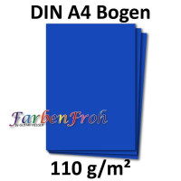 100x DIN A4 Papier - Royalblau (Blau) - 110 g/m² - 21 x 29,7 cm - Ton-Papier Fotokarton Bastel-Papier Ton-Karton - FarbenFroh