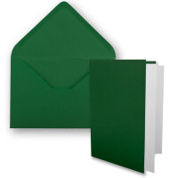 50x DIN B6 Faltkarten-Set - dunkelgrün - 115 x 170 mm - 11,5 x 17 cm - Doppelkarten mit Umschlägen und Einleger-Papier - FarbenFroh by GUSTAV NEUSER