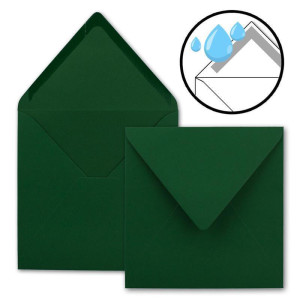 25x Quadratische Briefumschläge in Dunkelgrün (Grün) - 15,5 x 15,5 cm - ohne Fenster, mit Nassklebung - 110 g/m² - Für Einladungskarten zu Hochzeit, Geburtstag und mehr - Serie FarbenFroh