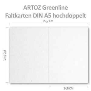 ARTOZ 50x Doppelkarten DIN A5 - Farbe: birch (weiß / cremeweiss) - 14,8 x 21,0 cm - hochdoppelt - Serie Greenline