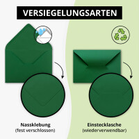 100 Brief-Umschläge - Dunkel-Grün - DIN C6 - 114 x