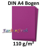 100x DIN A4 Papier - Amarena (Pink) gerippt - 110 g/m² - 21 x 29,7 cm - Briefpapier Bastelpapier Tonpapier Briefbogen - FarbenFroh by GUSTAV NEUSER