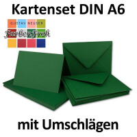 Faltkarten SET mit Brief-Umschlägen DIN A6 / C6 in Dunkelgrün - 25 Sets - 14,8 x 10,5 cm - Premium Qualität - Serie FarbenFroh