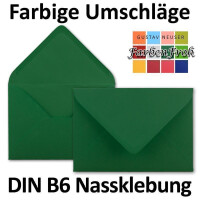 100x Briefumschläge B6 - 17,5 x 12,5 cm - Dunkel-grün - Nassklebung mit spitzer Klappe - 120 g/m² - Für Hochzeit, Gruß-Karten, Einladungen