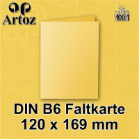 ARTOZ 25x DIN B6 Faltkarten - Sonnengelb (Gelb) gerippt 120 x 169 mm Klappkarten blanko - Karten zum selbstgestalten mit 220 g/m² edle Egoutteur-Rippung - Serie 1001