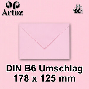 ARTOZ 25x Briefumschläge gerippt - Kirschblüte - DIN B6 178 x 125 mm - Kuvert ohne Fenster - Umschläge mit Nassklebung - Spitze Verschlusslasche