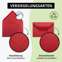 200 Brief-Umschläge - Rosen-Rot - DIN C6 - 114 x 162 mm