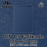 ARTOZ 50x DIN A5 Faltkarten - classic blue (Blau) gerippt 148 x 210 mm Klappkarten hochdoppelt - Blanko Doppelkarte mit 220 g/m² edle Egoutteur-Rippung