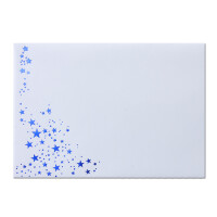 25x Weihnachts-Briefumschläge - DIN C6 - mit Blau-Metallic geprägtem Sternenregen -Farbe: Weiß - Nassklebung, 90 g/m² - 114 x 162 mm - Marke: GUSTAV NEUSER