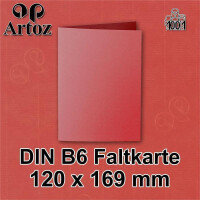 ARTOZ 25x DIN B6 Faltkarten - Rot (Rot) gerippt 120 x 169 mm Klappkarten blanko - Karten zum selbstgestalten mit 220 g/m² edle Egoutteur-Rippung - Serie 1001