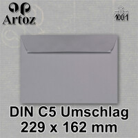 ARTOZ 50x Briefumschläge DIN C5 Grau (Graphit) - 229 x 162 mm Kuvert ohne Fenster - Umschläge selbstklebend haftklebend - Serie Artoz 1001