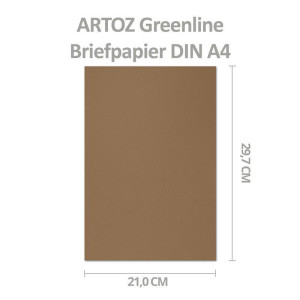 ARTOZ 25x Briefbogen DIN A4 ohne Falz - Farbe: grocer kraft (Dunkelbraun) - 21x29,7 cm - 104 g/m² - Einzelkarten Einladungskarten - Serie Green-Line