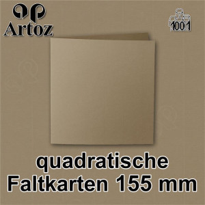 ARTOZ 50x quadratische Faltkarten - Taupe (Braun) - 155 x 155 mm Karten blanko zum Selbstgestalten - 220 g/m² gerippt