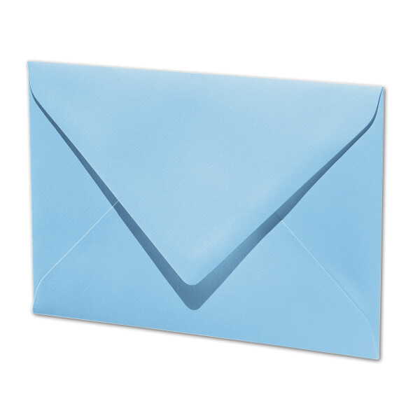 ARTOZ 25x Briefumschläge gerippt - Azurblau - DIN B6 178 x 125 mm - Kuvert ohne Fenster – Umschläge mit Nassklebung – Spitze Verschlusslasche