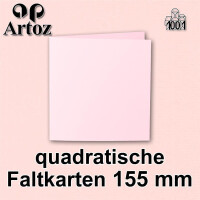 ARTOZ 50x quadratische Faltkarten - Zartrosa (Rosa) - 155 x 155 mm Karten blanko zum Selbstgestalten - 220 g/m² gerippt