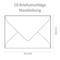 25x Briefumschläge Weiß DIN C6 gefüttert mit Seidenpapier in Silber 100 g/m² 11,4 x 16,2 cm mit Nassklebung ohne Fenster