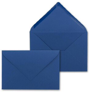 50 Brief-Umschläge mit Wellenschnitt - Dunkel-Blau - DIN C6 - 114 x 162 mm - 11,4 x 16,2 cm - mit wellenförmigen Rändern - Nassklebung - FarbenFroh by GUSTAV NEUSER