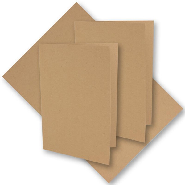 100x Vintage Kraftpapier Falt-Karten 105 x 148 mm - DIN A6 - sandbraun - Recycling - 220 g blanko Klapp-Karten - UmWelt by GUSTAV NEUSER