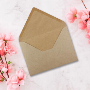 50x Briefumschläge B6 - 17,6 x 12,5 cm - Kraftpapier - Nassklebung mit spitzer Klappe - 120 g/m² - Für Hochzeit, Gruß-Karten, Einladungen