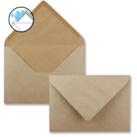 50x Briefumschläge B6 - 17,6 x 12,5 cm - Kraftpapier - Nassklebung mit spitzer Klappe - 120 g/m² - Für Hochzeit, Gruß-Karten, Einladungen
