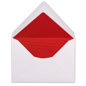 50x Briefumschläge Weiß DIN C6 gefüttert mit Seidenpapier in Rot 100 g/m² 11,4 x 16,2 cm mit Nassklebung ohne Fenster