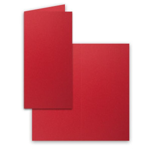 50x Falt-Karten DIN Lang - Rosenrot (Rot) - 10,5 x 21 cm - Blanko Doppelkarten - Klappkarten für Einladungen und Grußkarten zu Weihnachten und Geburtstag