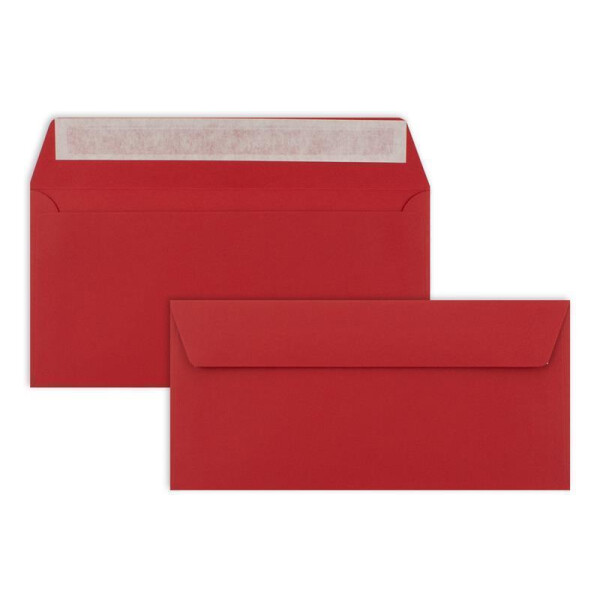 50 Brief-Umschläge DIN Lang - Rosen-Rot - 110 g/m² - 11 x 22 cm - sehr formstabil - Haftklebung - Qualitätsmarke: FarbenFroh by GUSTAV NEUSER