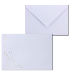 100x Weihnachts-Briefumschläge - DIN B6 - mit Silber-Metallic geprägtem Sternenregen - Farbe: Weiß - Nassklebung, 100 g/m² - 120 x 180 mm - Marke: GUSTAV NEUSER