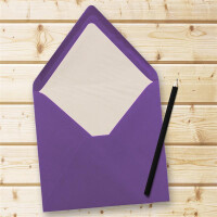 100x Briefumschläge Quadratisch 16 x 16 cm in Violett- Umschläge mit weißem Seidenfutter - Kuverts ohne Fenster & mit Nassklebung - Für Einladungskarten zu Hochzeit und Geburtstag