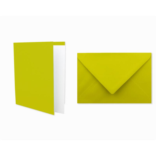 Einladungskarten inklusive Briefumschläge & Einlegeblätter - 25er-Set - Blanko Klapp-Karten in Limette-Grün - bedruckbare Post-Karten in DIN B6 Format - speziell zum Selbstgestalten & Kreieren