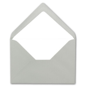 50x Kuverts in Hell-Grau - Brief-Umschläge in DIN B6 - 12,5 x 17,6 cm geripptes Papier - hochwertiges Seidenfutter für Weihnachten & festliche Anlässe