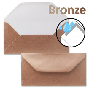 25 Brief-Umschläge Bronze Metallic DIN Lang - 110 x 220 mm (11 x 22 cm) - Nassklebung ohne Fenster - Ideal für Einladungs-Karten - Serie FarbenFroh