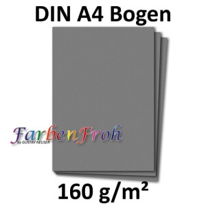 50 DIN A4 Papierbogen Planobogen - Graphitgrau - Dunkelgrau (Grau) - 160 g/m² - 21 x 29,7 cm - Ton-Papier Fotokarton Bastel-Papier Ton-Karton - FarbenFroh