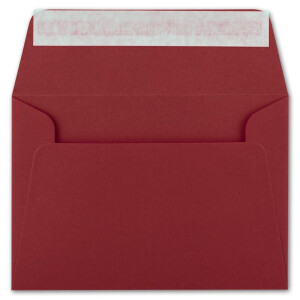 50x Brief-Umschläge B6 - Dunkelrot - 12,5 x 17,5 cm - Haftklebung 120 g/m² - breite edle Verschluss-Lasche - hochwertige Einladungs-Umschläge