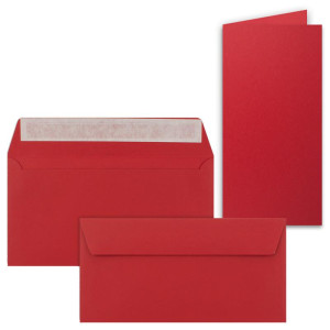 50x Faltkarten SET mit Brief-Umschlägen Rosen-Rot (Rot) - DIN Lang - 21 x 10,5 cm - Premium Qualität - FarbenFroh® von GUSTAV NEUSER®